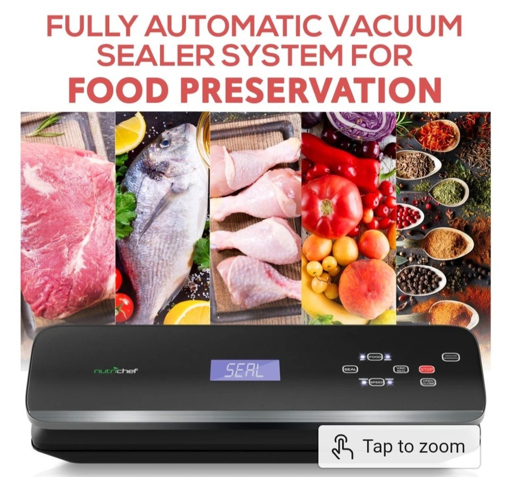 NutriChef PKVS40BK Automatic Vacuum Sealer w/Digital Button Controls New