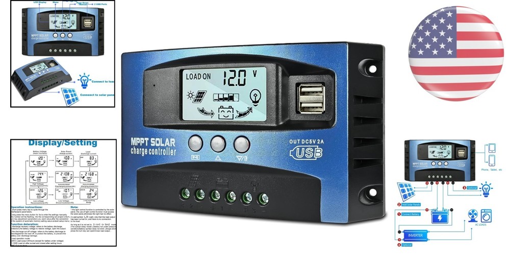 Efficient 30A MPPT Solar Charge Controller - LCD Display & High Compatibility
