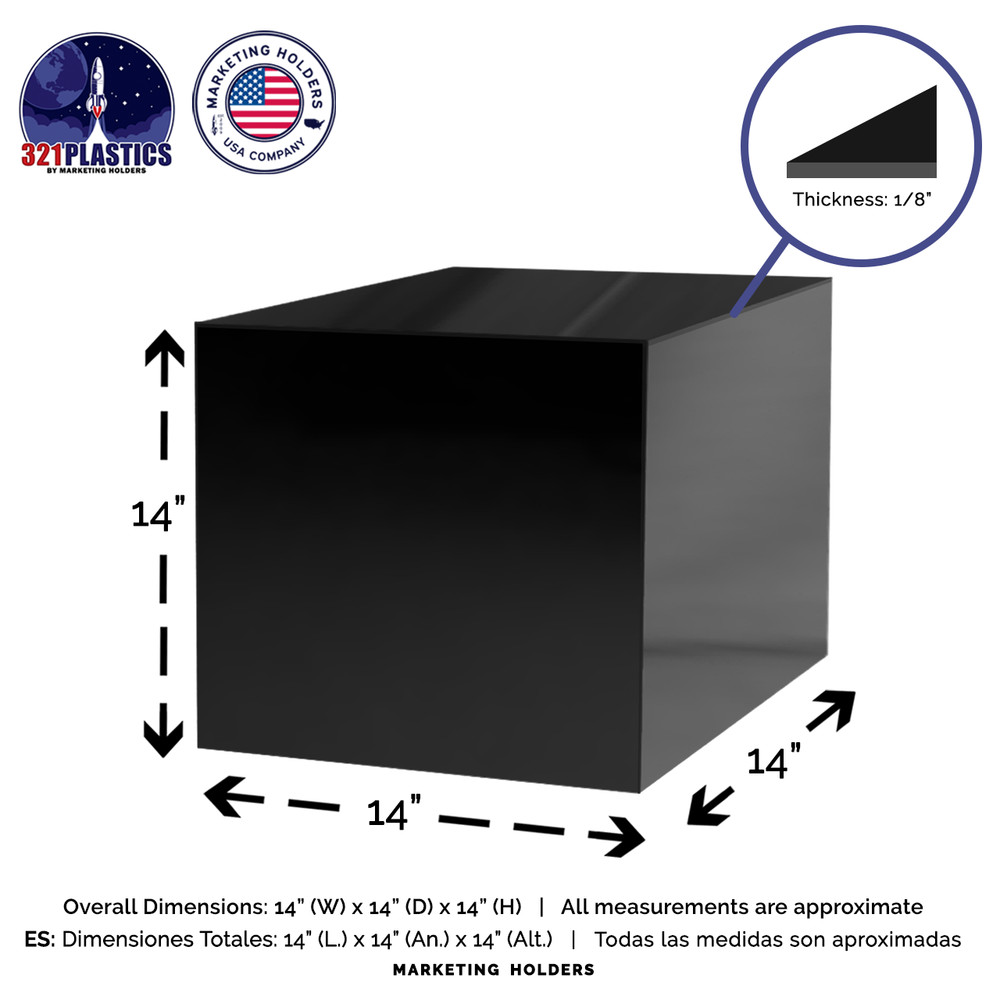 14 Inch Black Acrylic Display Box Versatile Square Merchandise Bin