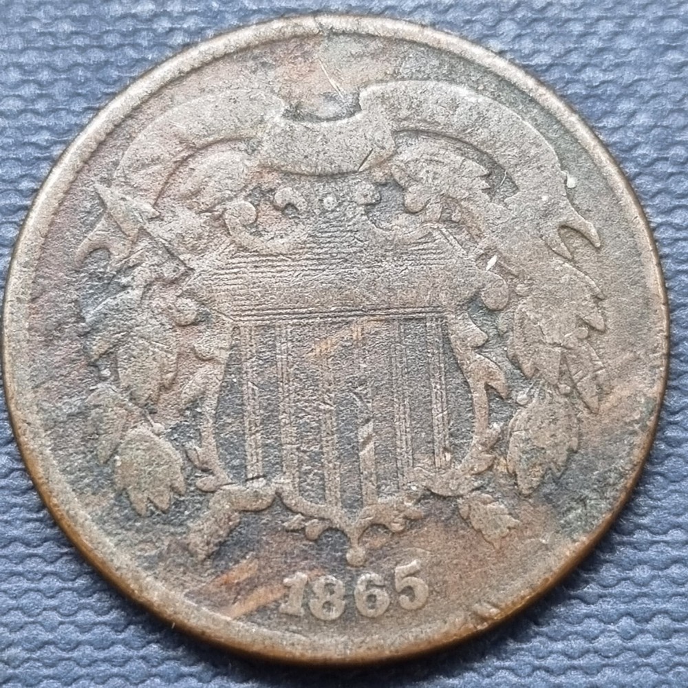 1865 Two Cent Piece 2c Circulated Details #66894