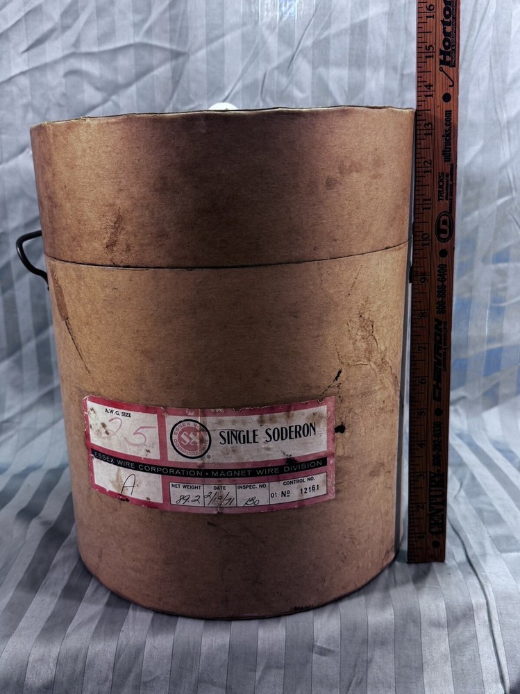 Vintage Essex Wire Corp Empty Magnet Wire Spool Cardboard Box Single Soderon