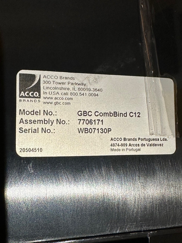 ACCO GBC CombBind C12 Binding Machine WORKS