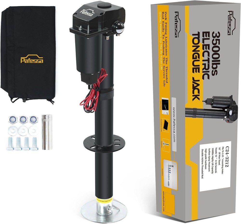 Pafessa USA 12V A-Frame Trailer Tongue Jack 3500lb Lift Cap 18" Travel w Cover