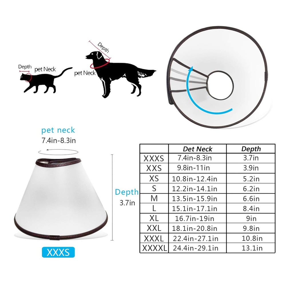 Adjustable Dog Elizabeth Collar Latest Upgrade Pet Protective Collar with Sof...