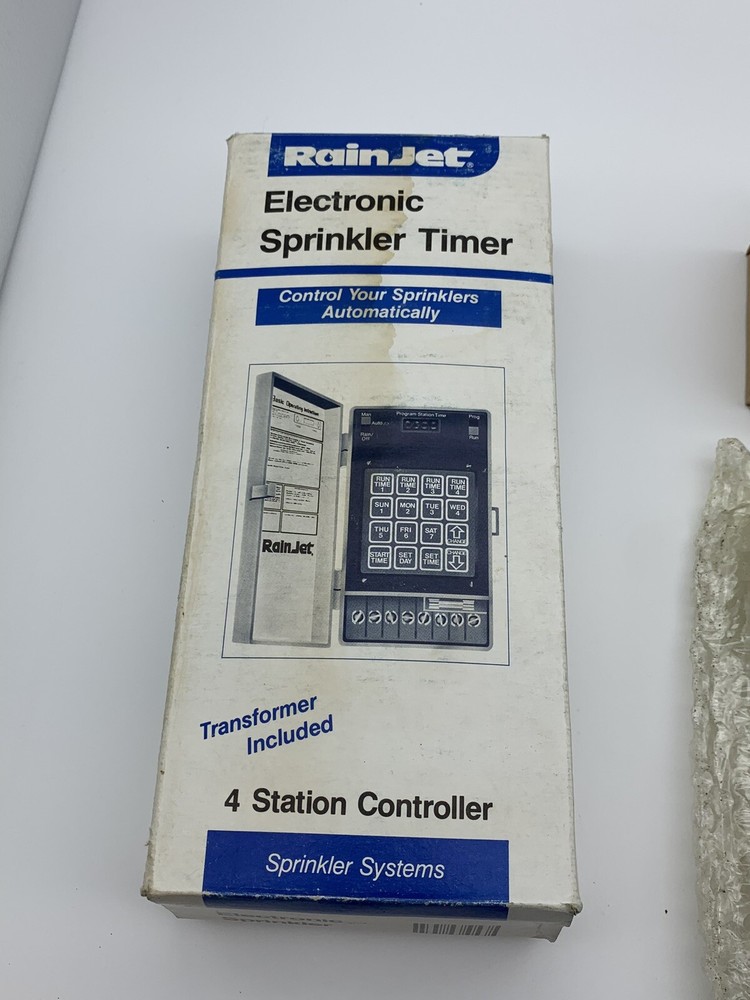 RainJet Electronic Sprinkler Timer 4 Station Controller Model RJC-4 NOS