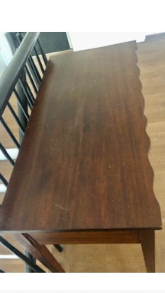 Antique burled curved console/desk