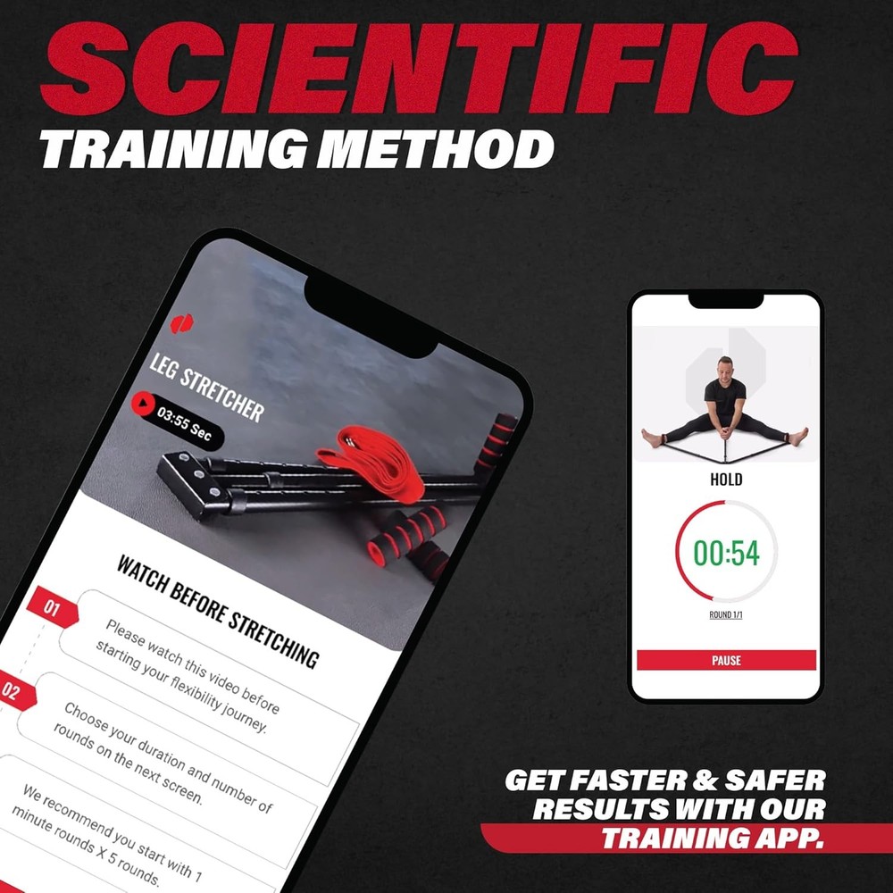 Split Machine for Flexibility with Trainer APP – Adjustable 3 Bar Red, Black