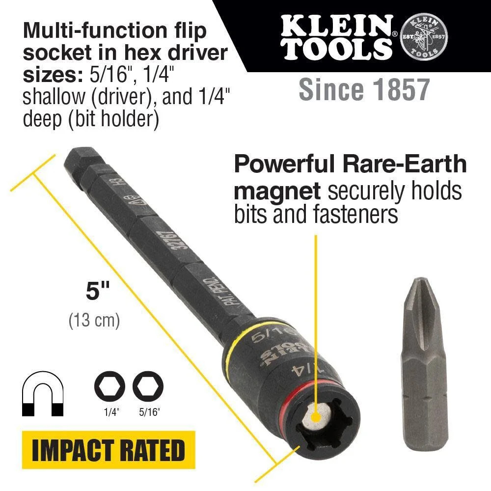 Klein 3 in 1 Impact Flip Socket Set 2Pc