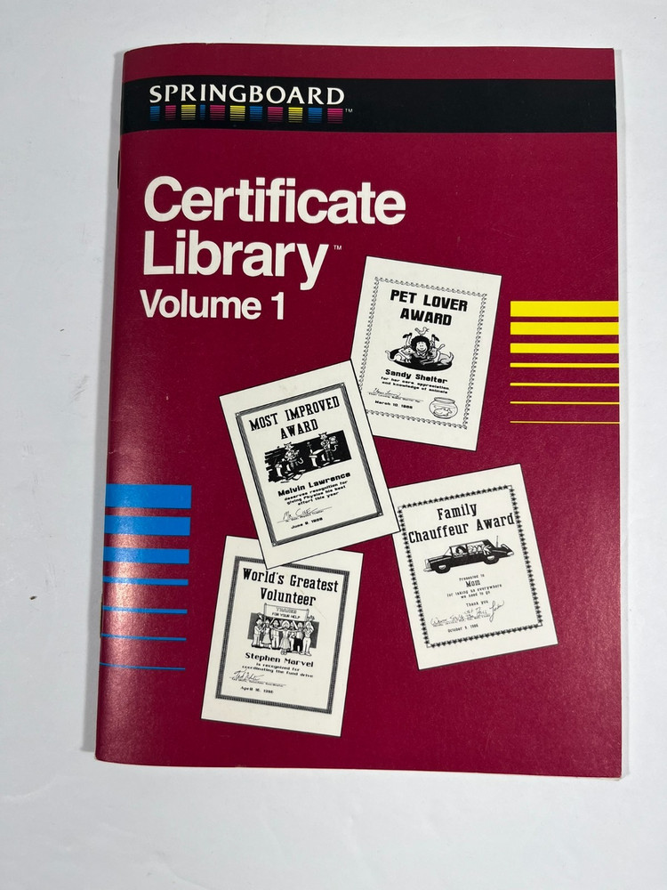Springboard Certificate Maker/Certificate Library Software for Apple II 5.25"