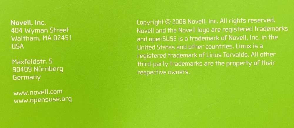 openSUSE 11.0 Start-Up Guide Softcover Linux Novell (2008) Reference Manual, VG+