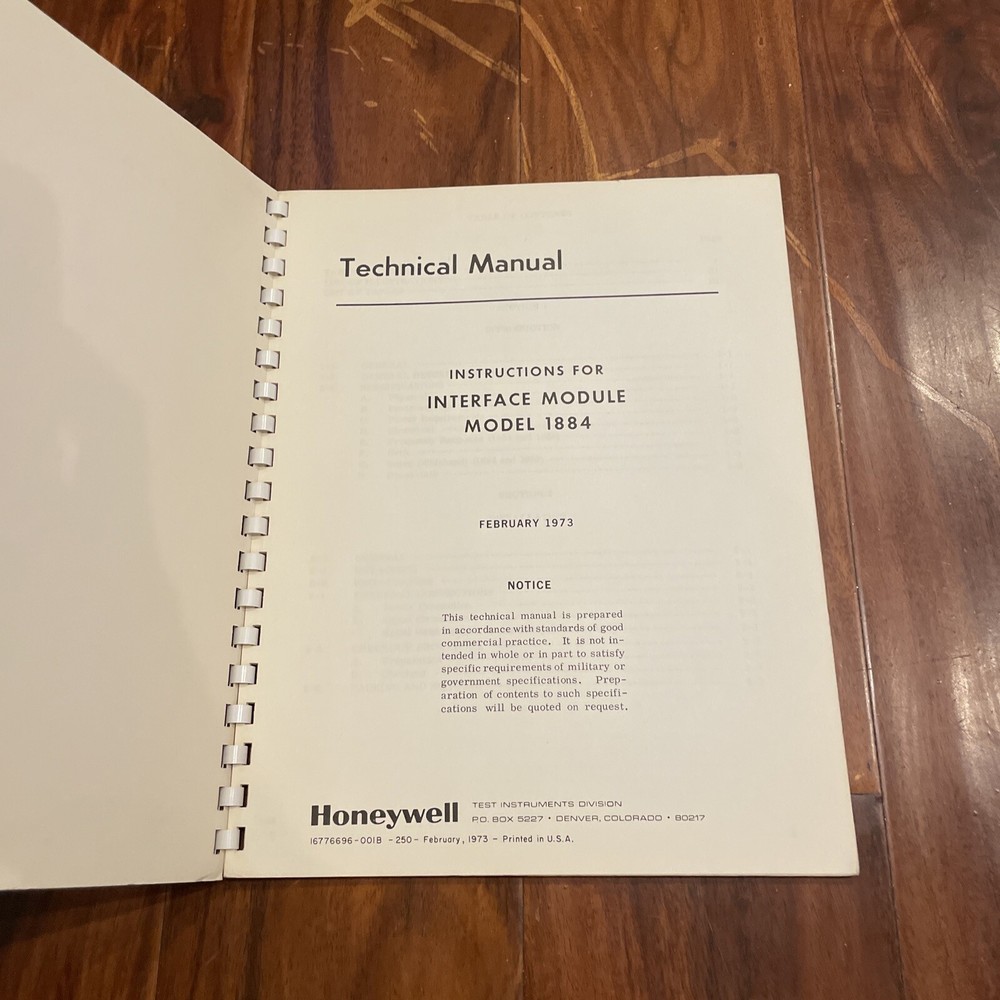 Honeywell Model 1884 Interface Module Instructions Manual 1973