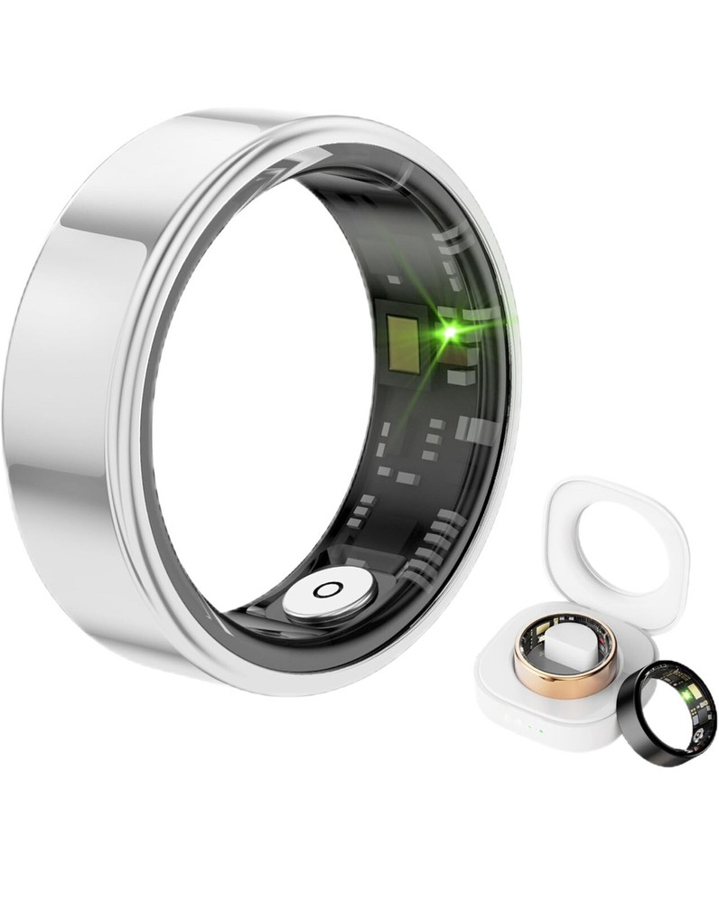 Smart Ring Activity Tracker (Silver, 10# (62.1mm) cirumference)