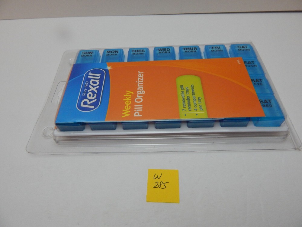 Rexall Weekly Pill Organizer 7 Days Removeable 4 Compartments per Day (W285