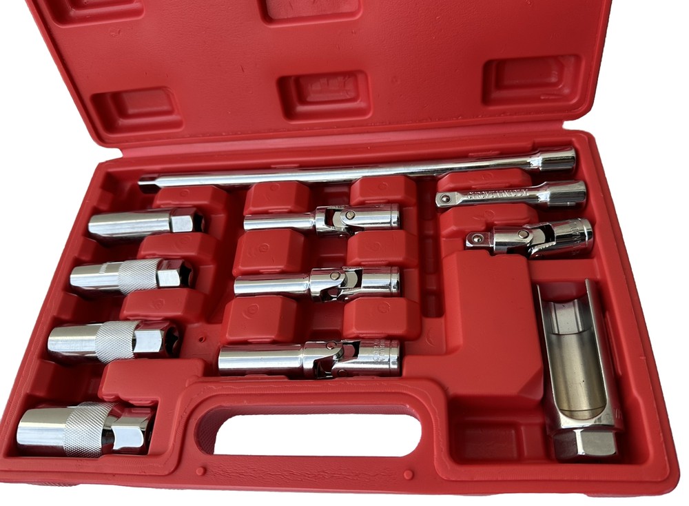 11pc Master Auto Service Tool Set Sockets 4 Spark Plug & Glow Plug Oxygen Sensor