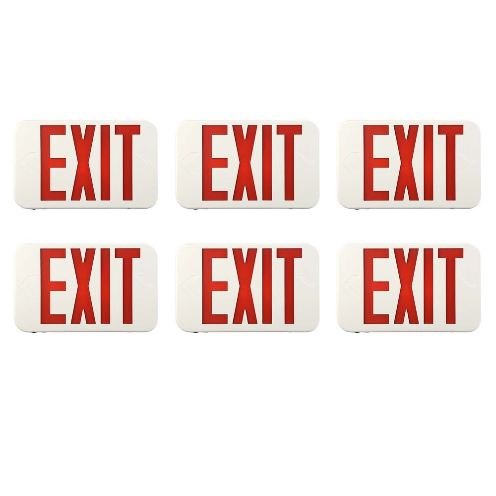 UL Listed 6 Packs Red Led Exit Sign & Exit Light with Battery Backup Combo.
