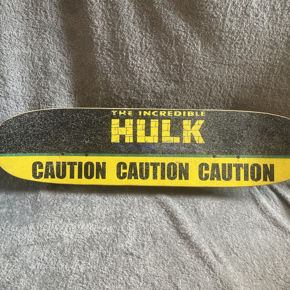 Vintage 2002 Marvel The Incredible Hulk Caution Skateboard