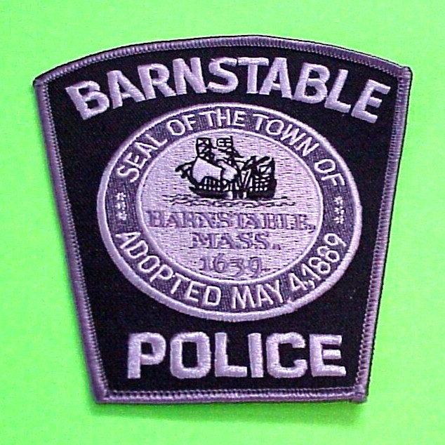 BARNSTABLE CAPE COD  MASSACHUSETTS  ( SUBDUED SILVER/BLACK ) 4 3/8" POLICE PATCH