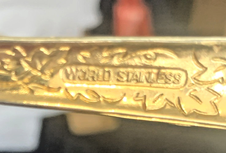 WORLD STAINLESS Gold Plated Flatware ~ 6 Piece