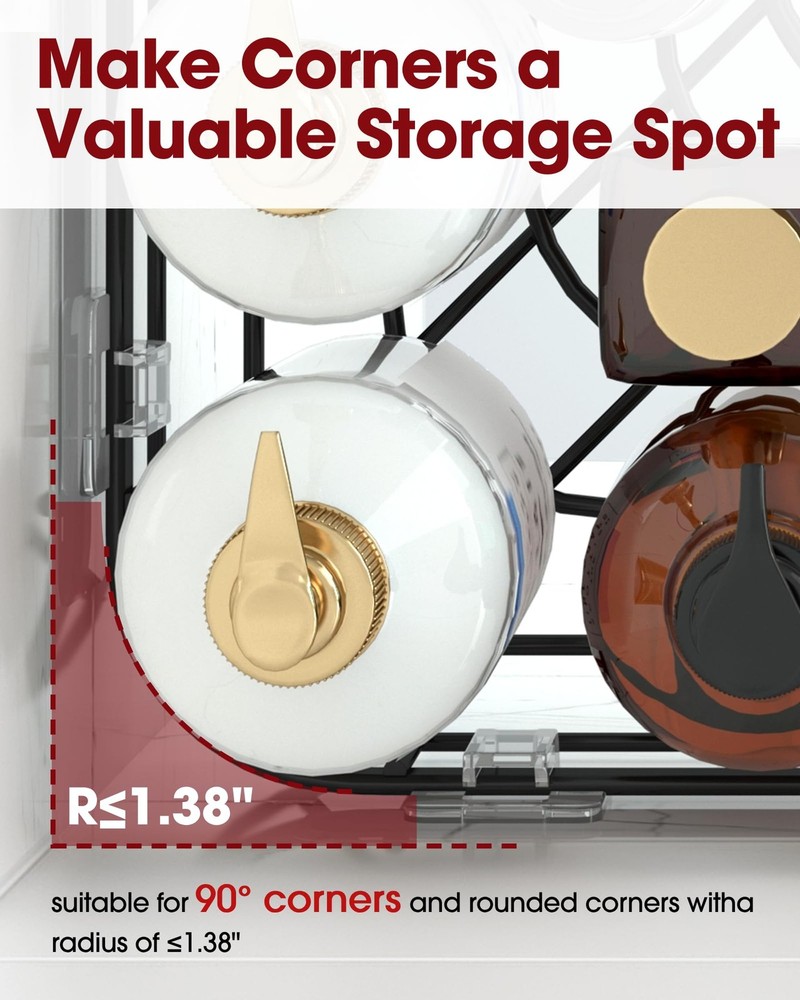 Sakugi Corner Shower Caddy - 2 Pack, Adhesive Medium, Black