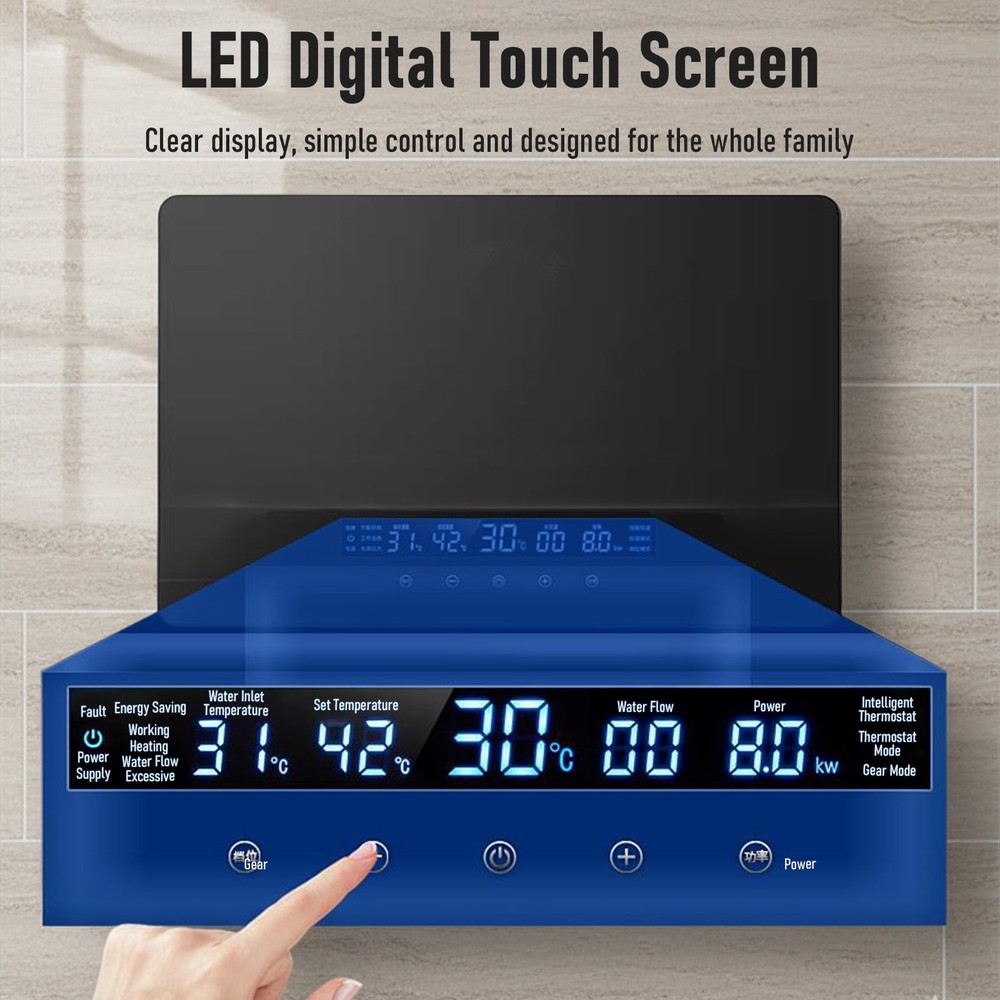 Lemonenergy Electric Tankless Water Heater, 6.5KW 110V, Instant Hot Water, LED