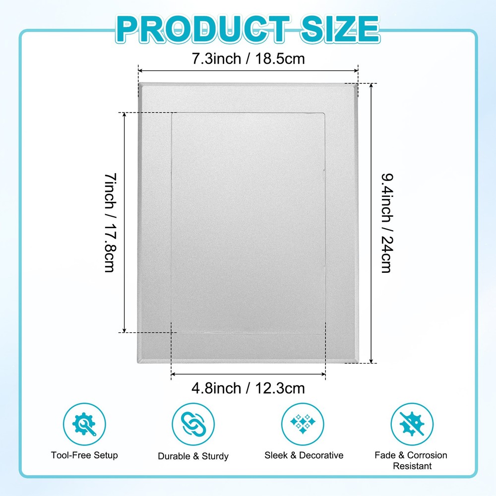 1-Pack Access Panel for Drywall, 7x5" Plastic [Silver Tone, Rectangle]