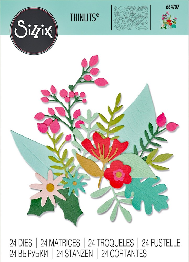 Sizzix Thinlits Floral Abundance #664707 24pc set Retail $24.99