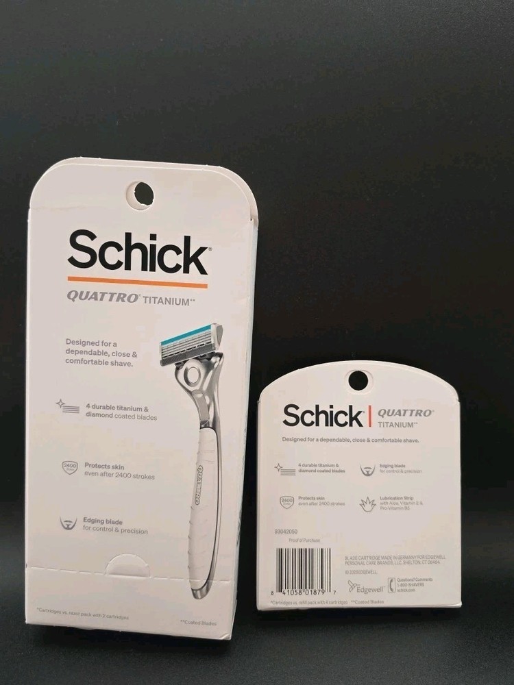 Schick Quattro Titanium Razor Handle + 12 Replacement Cartridges Value Pack