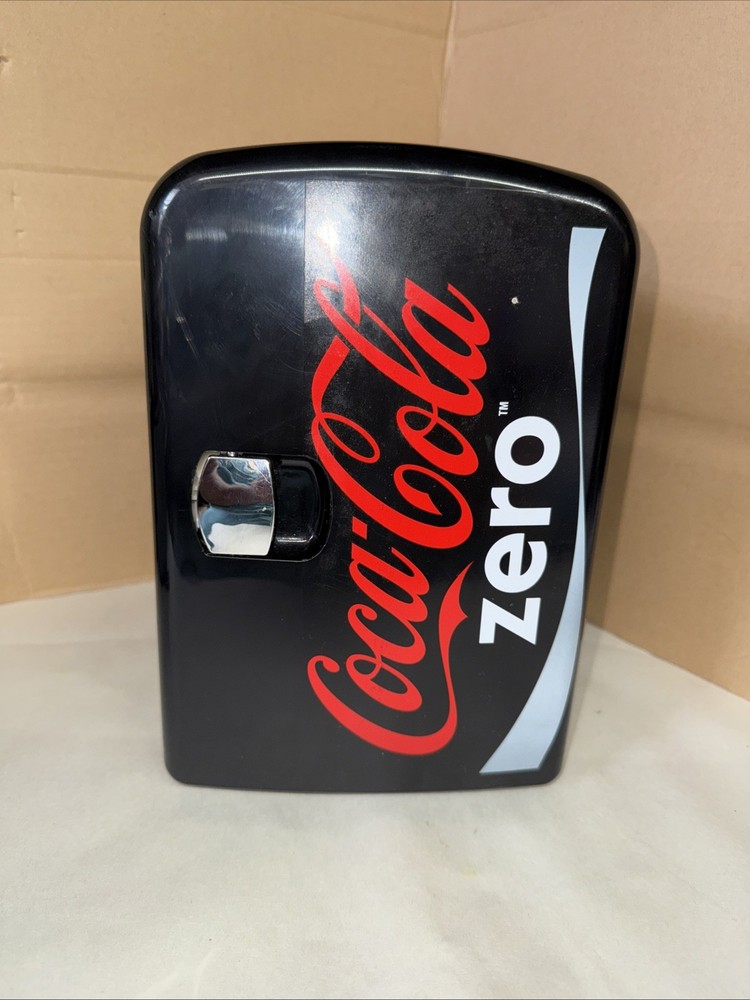 Black Red Coke Zero Coca Cola Mini Fridge Compact Personal Refrigerator Retro