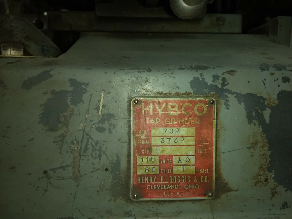Hybco tap grinder / sharpener. Relief grinde