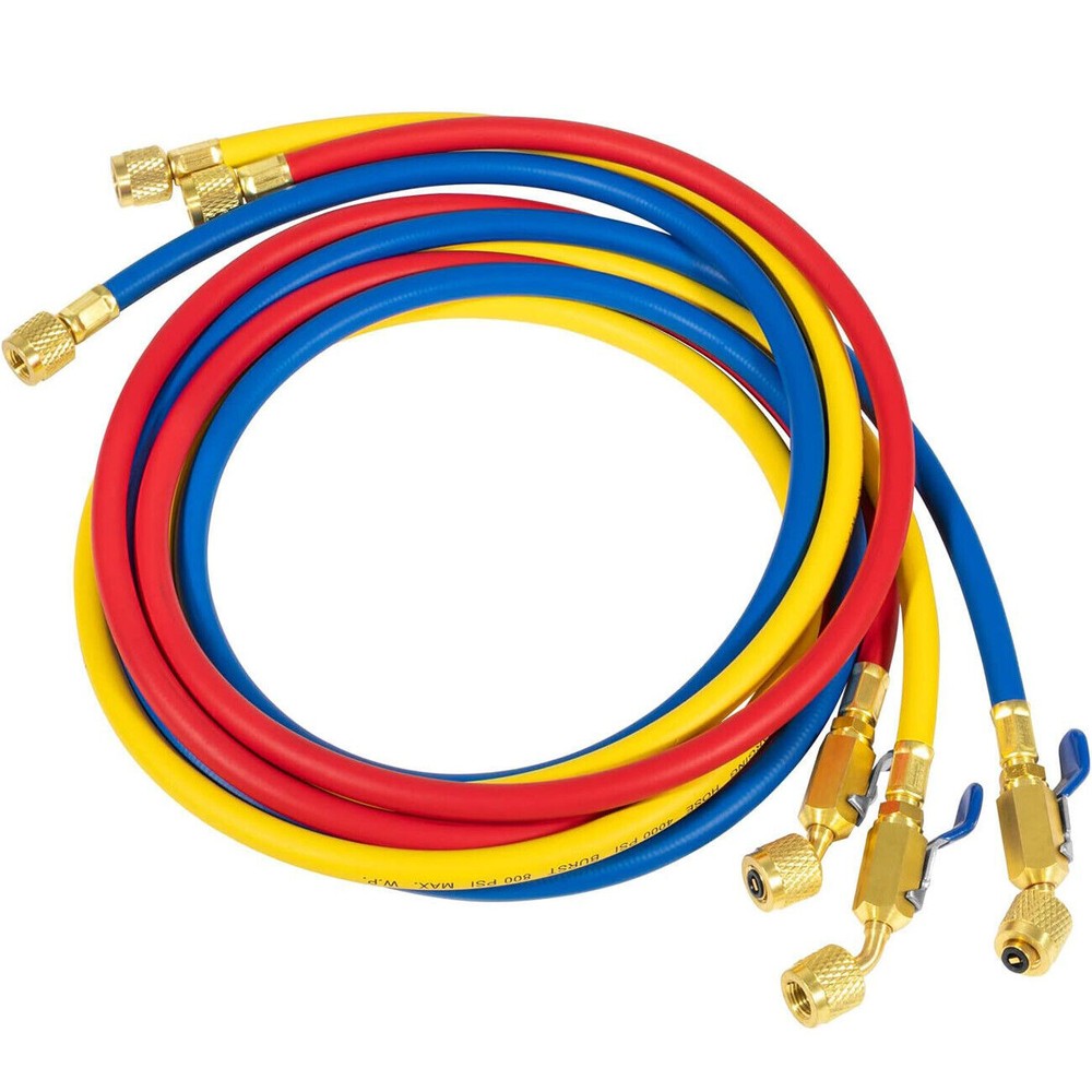 3X 29986 Plus II 1/4" Hose with Compact Ball Valve End Refrigerant Charging Hose