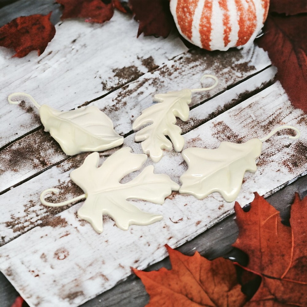 Ceramic White Leaves - Set of 4 - Fall Decor - Harvest Table