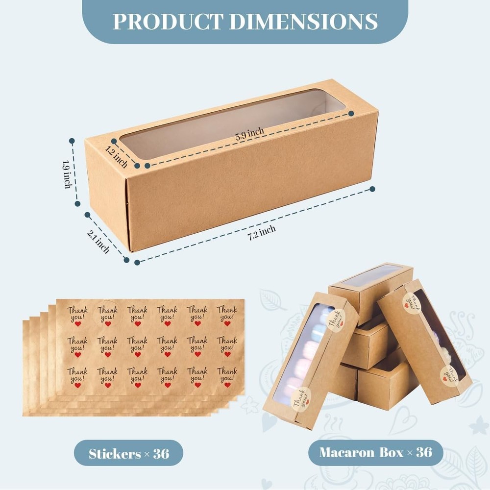 Chic Brown Macaron Boxes 36 Pack - Perfect for Sweets & Gift Presentation