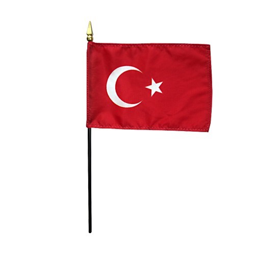 Turkey Polyester Miniature Tabletop Desk Flag 4" X 6" (12 Pack)