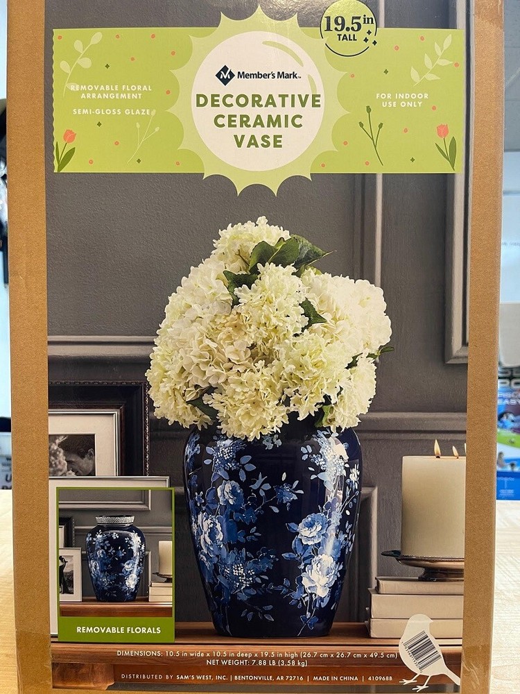 MEMBER'S MARK 19.5" TALL DECORATIVE CERAMIC BASE, BLUE