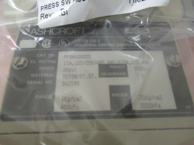 AMAT 0010-00331 Assembly, Pressure Switch, Ashcroft PPDN4GGV25