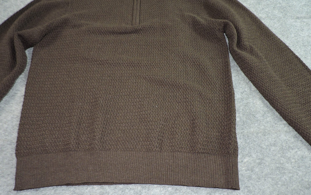 Nickel & Iron Mens Medium Dark Chocolate Textured Pullover 1/4 Zip Jumper