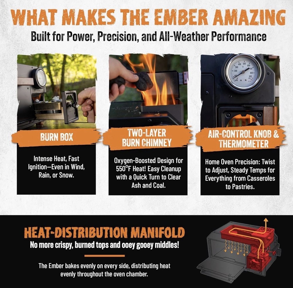 InstaFire Ember Oven (Compact, Off-Grid, Camping, Emergency)
