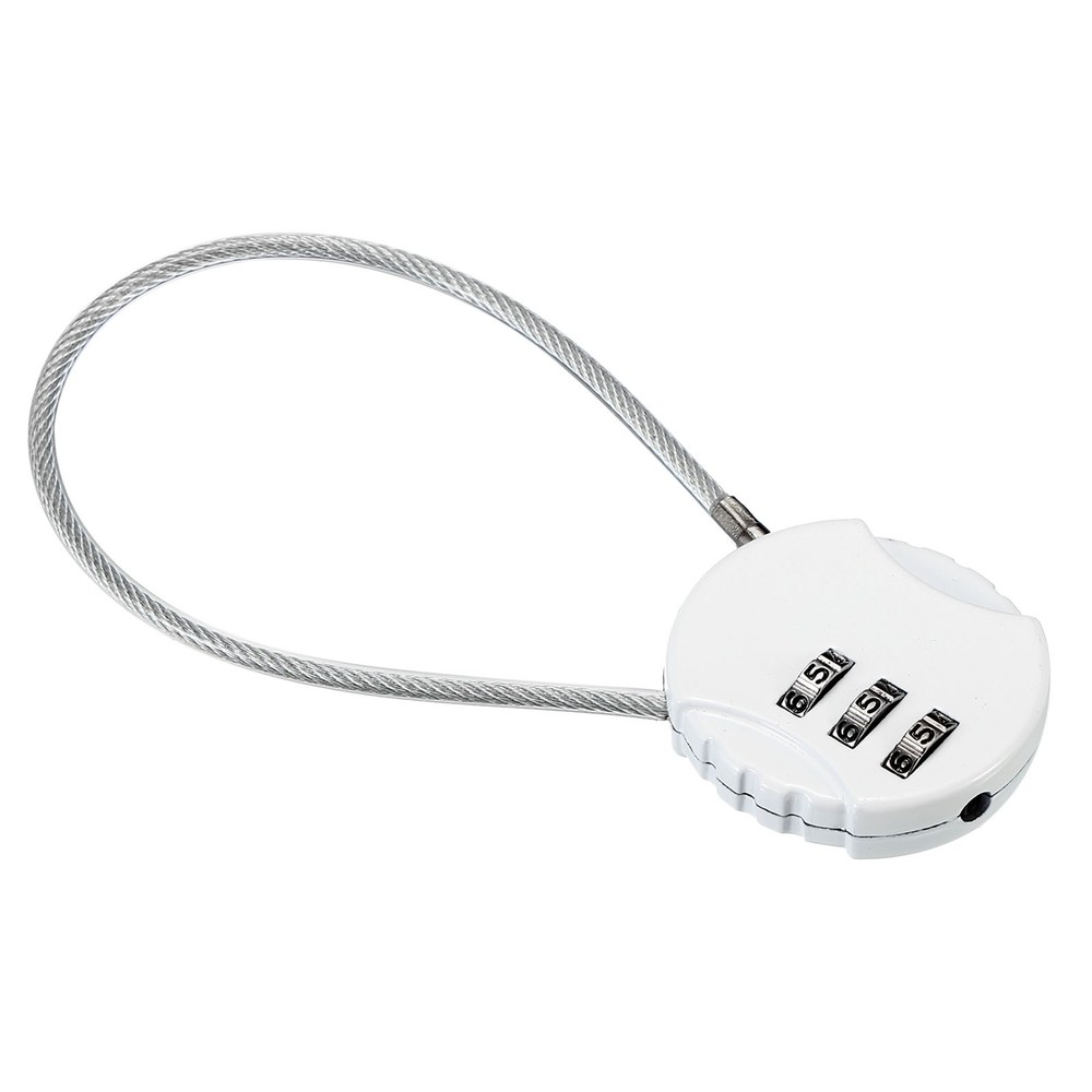 Small Combination Block 7.8", 1pc 3 Digit Luggage Lock, White