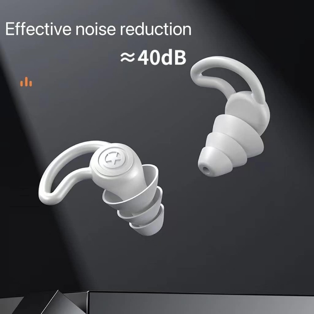 Toeah Silicone Earplugs Grey 40dB (SNR) with Case - 3pc assorted pairs