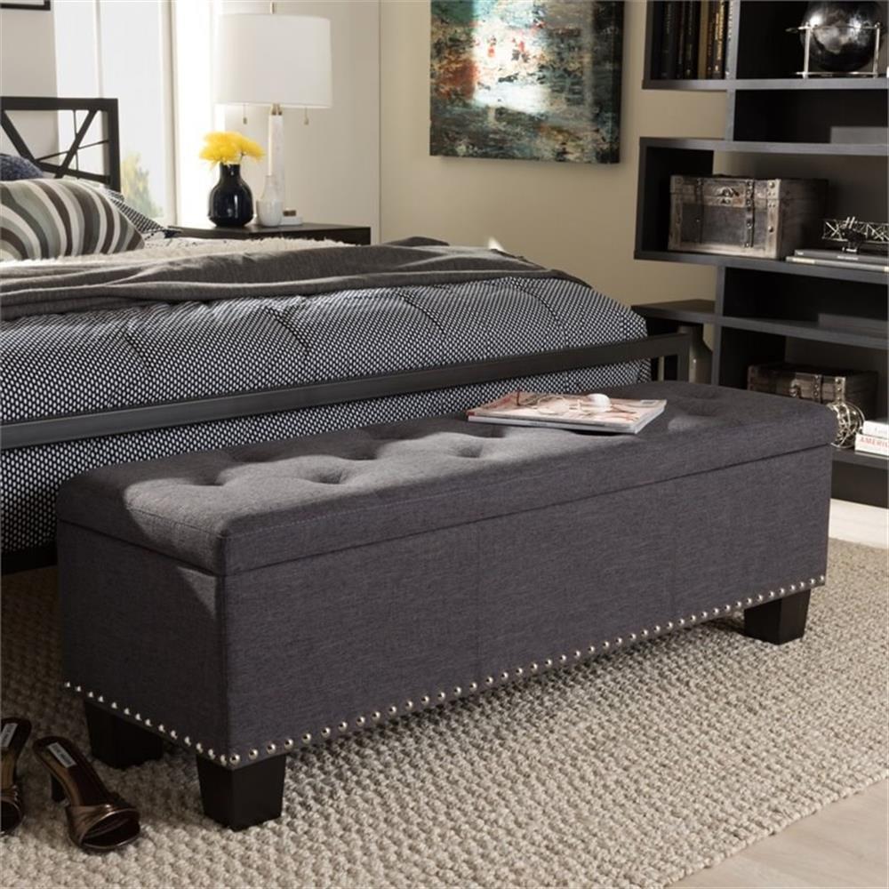 Hawthorne Collection Storage Bench in Dark Gray