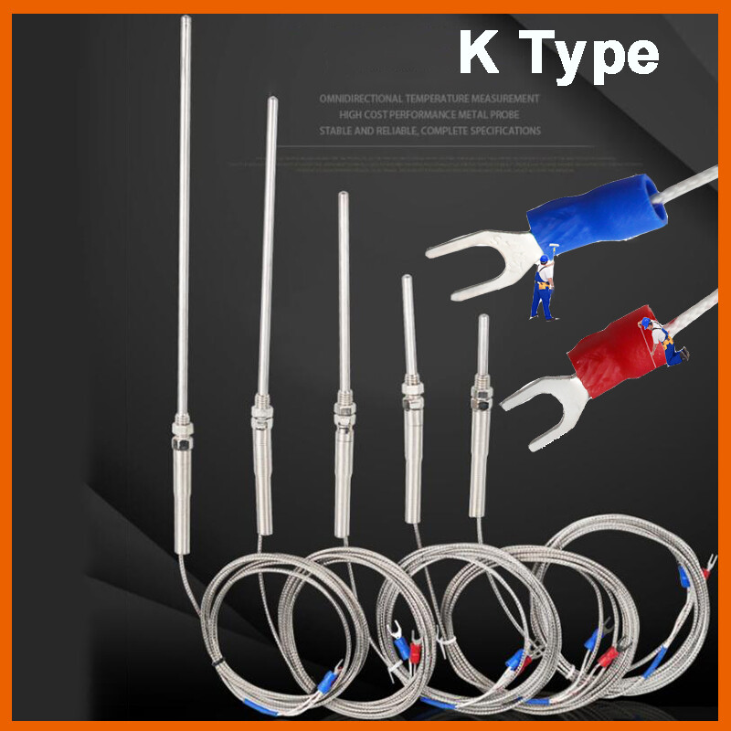 Platinum Resistor Temperature Sensor Thermocoupler K Type Probe 30mm - 200mm