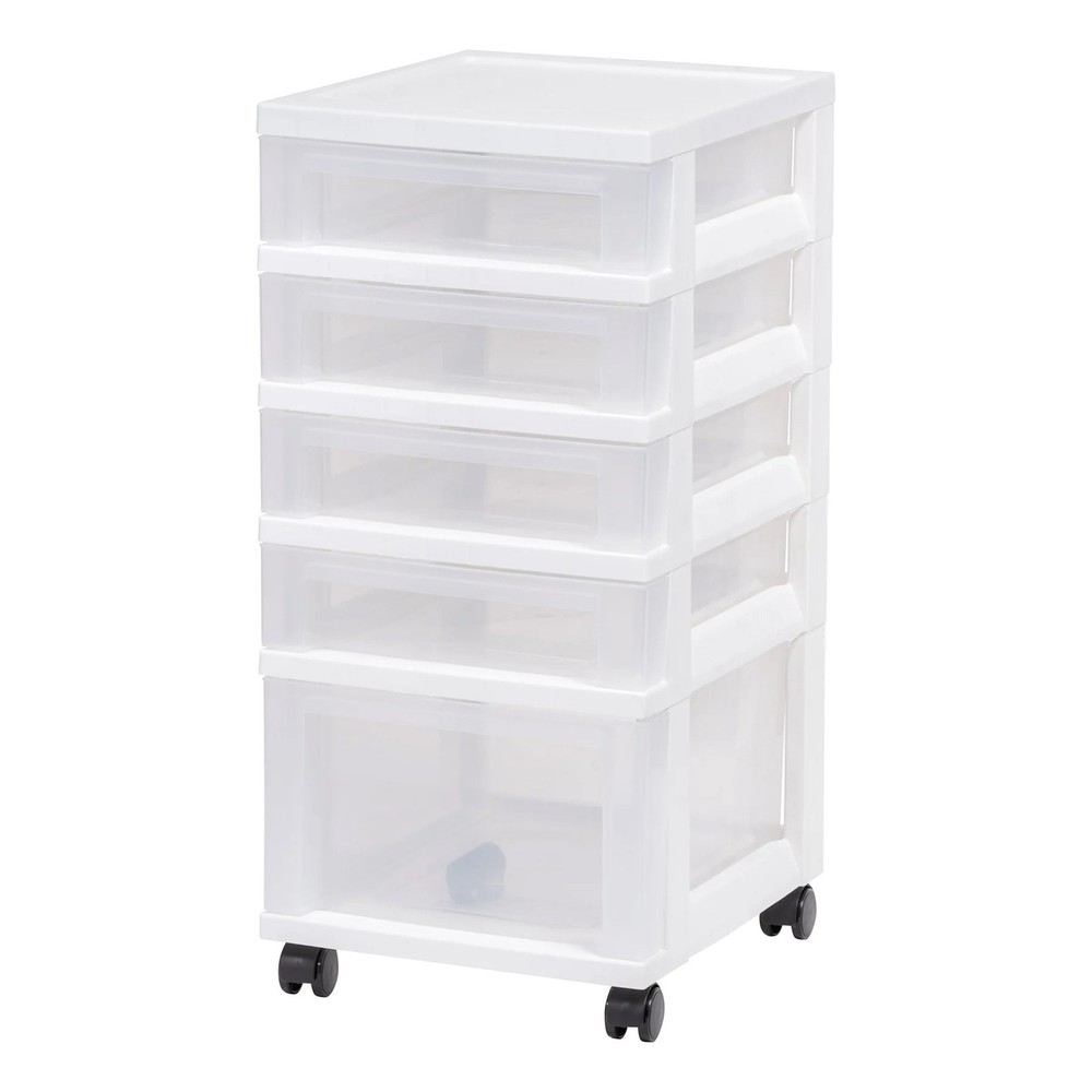 IRIS USA 5-Drawer Rolling Storage Cart Plastic Organizer for Crafts (Open Box)