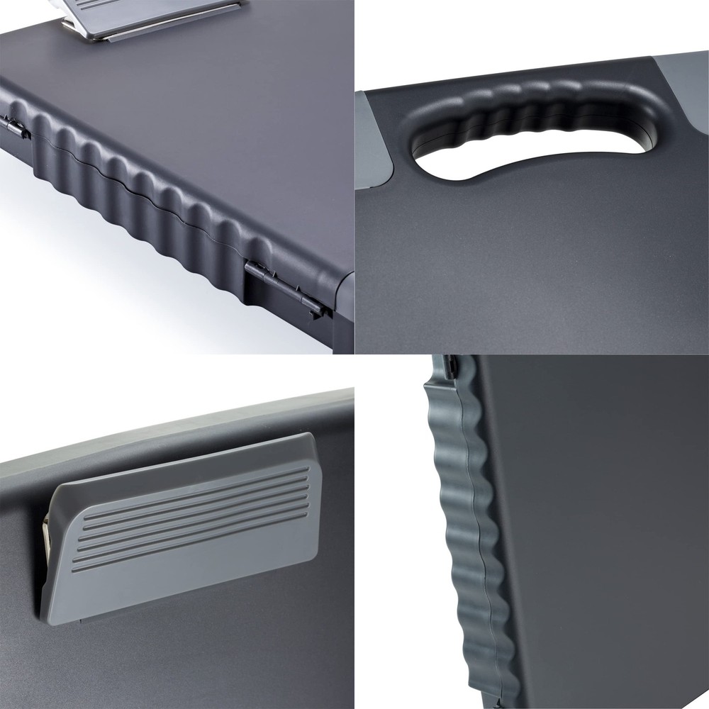 Portable Clipboard Storage plastic Case for A4 sizes Charcoal 8330111-3/4"w x...