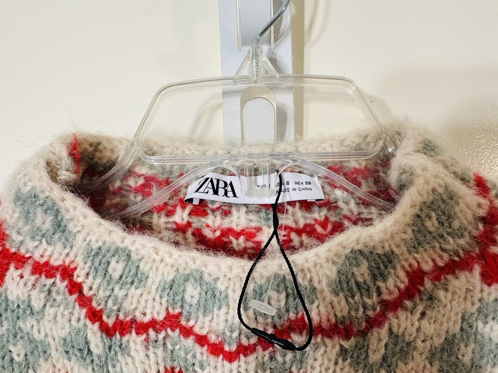 Zara mock neckline wool blend pullover sweater multicolor NWOT size S
