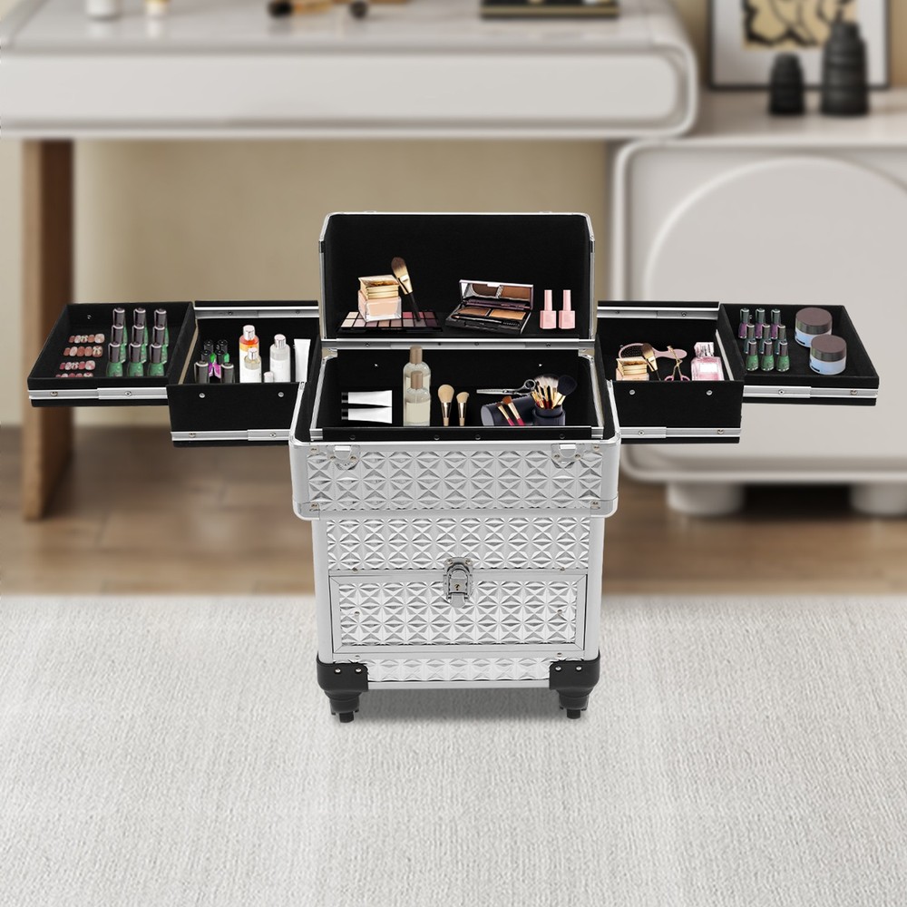 Rolling Makeup Case, Makeup Case, Makeup Case with 4 Universal Wheels
