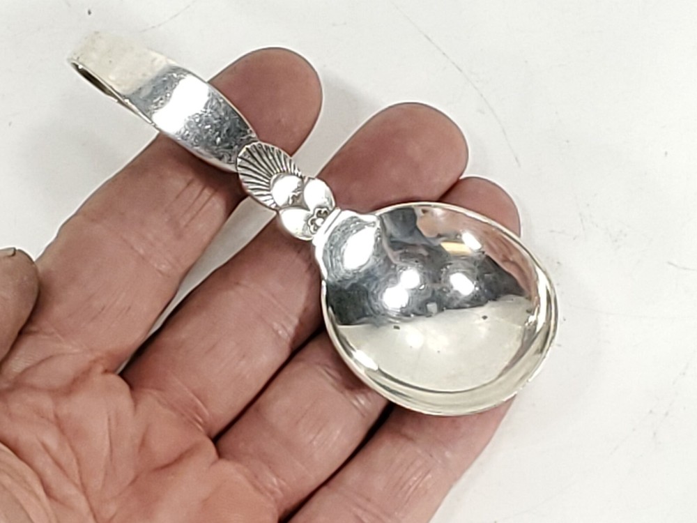 Georg Jensen Sterling Silver Baby Spoon Loop End - "Cactus" Pattern