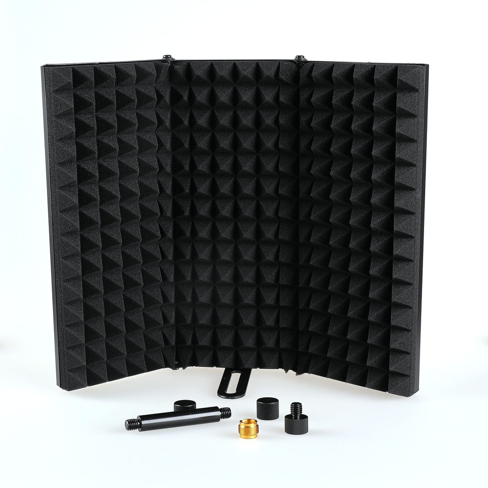 Microphone Isolation Shield, Foldable Mic Shield with Triple Sound Insulation...