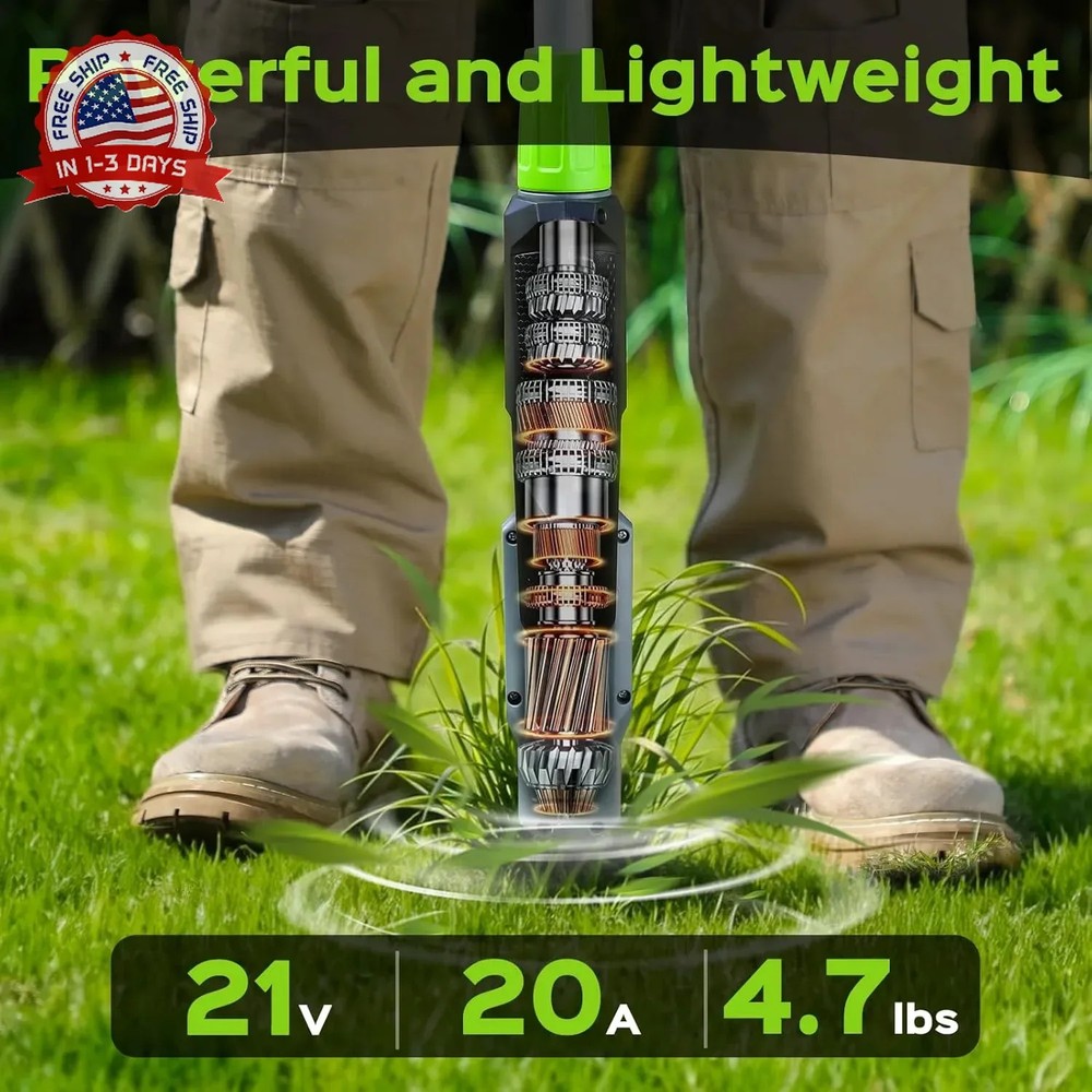 Weed Puller Tool, 21V Powerful Garden Tools Electric Weeding Tool with 2.0Ah Bat