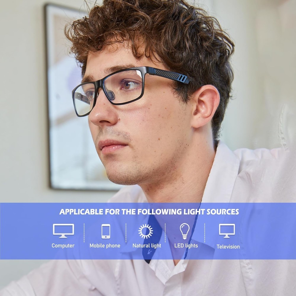 Blue Light Blocking Glasses Men Computer Gaming Glasses Rectangle Metal