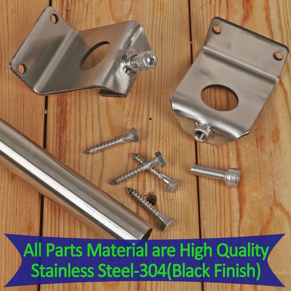 2 Pack 6.5 FT Stainless Steel String Lights Pole Bracket/Holder for Deck Rail...